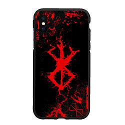 Чехол iPhone XS Max матовый BERSERK PATTERN SYMBOL, КЛЕЙМО, цвет: 3D-черный