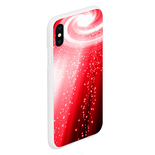 Чехол iPhone XS Max матовый Красная космическая спираль / 3D-Белый – фото 2