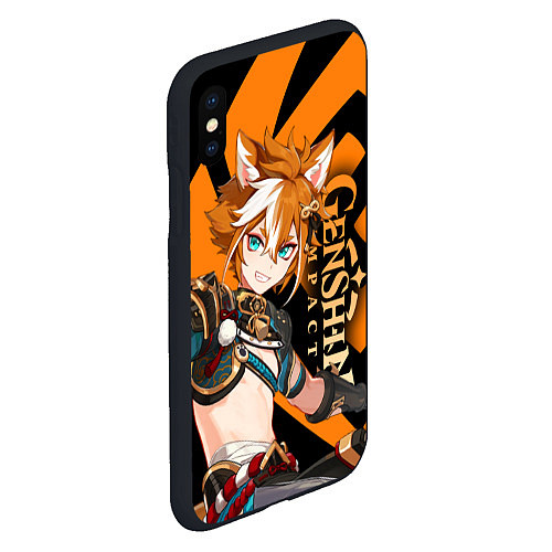 Чехол iPhone XS Max матовый Genshin Impact Gorou / 3D-Черный – фото 2