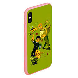 Чехол iPhone XS Max матовый Шигео, Ямочки и Рэйгэн налет на пиццу - Mob Psycho, цвет: 3D-баблгам — фото 2