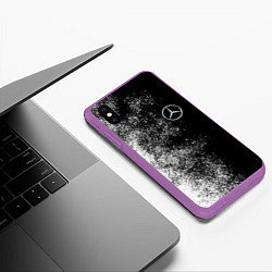 Чехол iPhone XS Max матовый Чёрно-белый Мерседес, цвет: 3D-фиолетовый — фото 2