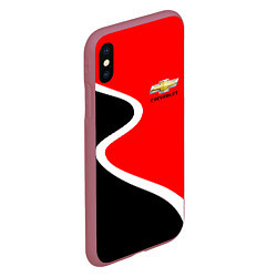 Чехол iPhone XS Max матовый Chevrolet Логотип, цвет: 3D-малиновый — фото 2