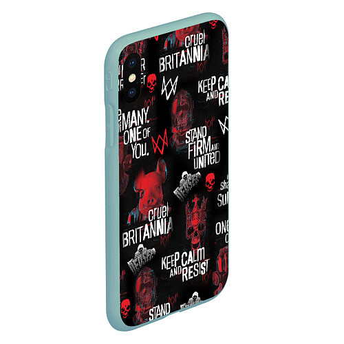 Чехол iPhone XS Max матовый WATCH DOGS LEGION REVOLUTION PATTERN / 3D-Мятный – фото 2