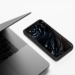 Чехол iPhone XS Max матовый Элегантный инопланетянин, цвет: 3D-черный — фото 2