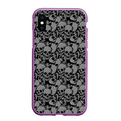 Чехол iPhone XS Max матовый Gray skulls, цвет: 3D-фиолетовый