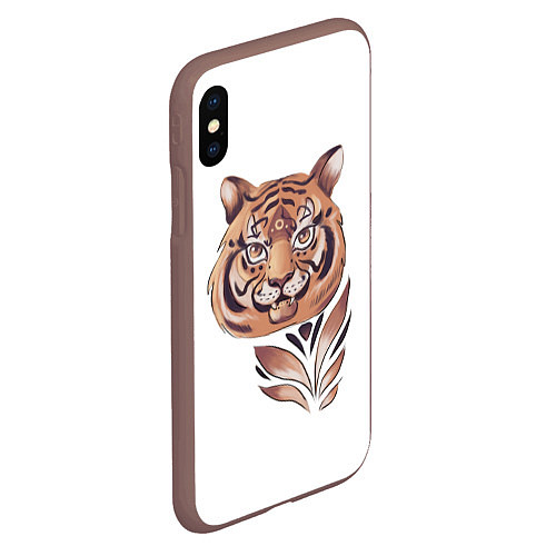 Чехол iPhone XS Max матовый Тигр, принт / 3D-Коричневый – фото 2