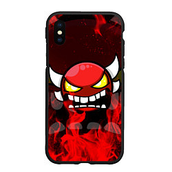 Чехол iPhone XS Max матовый GEOMETRY DASH RAGE SMLIE LEVELS RED FIRE, цвет: 3D-черный