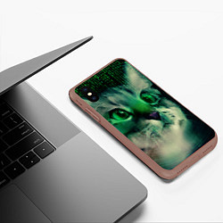 Чехол iPhone XS Max матовый Cat in The Digital World, цвет: 3D-коричневый — фото 2