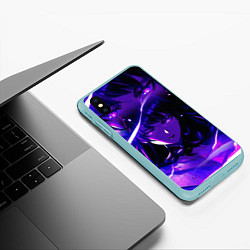 Чехол iPhone XS Max матовый SHOGUN RAIDEN GENSHIN IMPACT НА СПИНЕ, цвет: 3D-мятный — фото 2