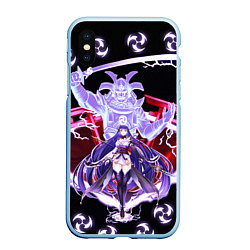 Чехол iPhone XS Max матовый SHOGUN RAIDEN SAMURAI DEMON GENSHIN IMPACT, цвет: 3D-голубой