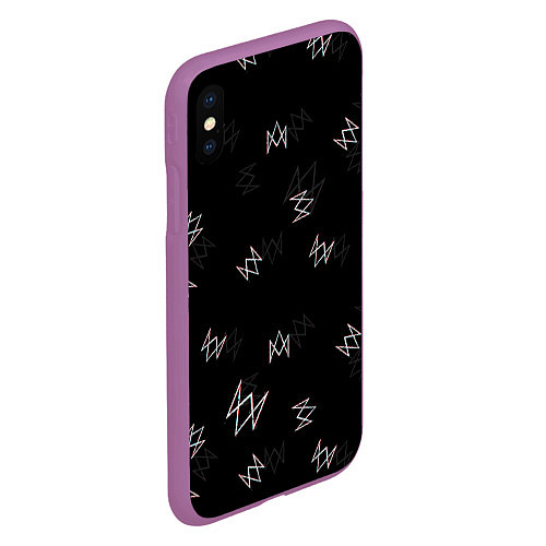 Чехол iPhone XS Max матовый WATCH DOGS GLITCH FOX LOGO / 3D-Фиолетовый – фото 2