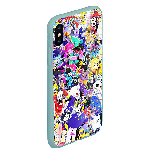 Чехол iPhone XS Max матовый UNDERTALE PATTERN HEROES, ВСЕ ГЕРОИ ИГРЫ / 3D-Мятный – фото 2