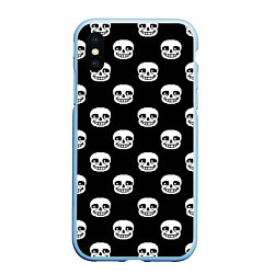 Чехол iPhone XS Max матовый UNDERTALE SANS SKULL FACE PATTERN УЗОР, цвет: 3D-голубой