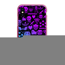 Чехол iPhone XS Max матовый UNDERTALE NEON PATTERN УЗОР, цвет: 3D-малиновый