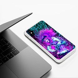 Чехол iPhone XS Max матовый KDA NEON DRAGON LEAGUE OF LEGENDS, НЕОНОВЫЕ БРЫЗГИ, цвет: 3D-белый — фото 2