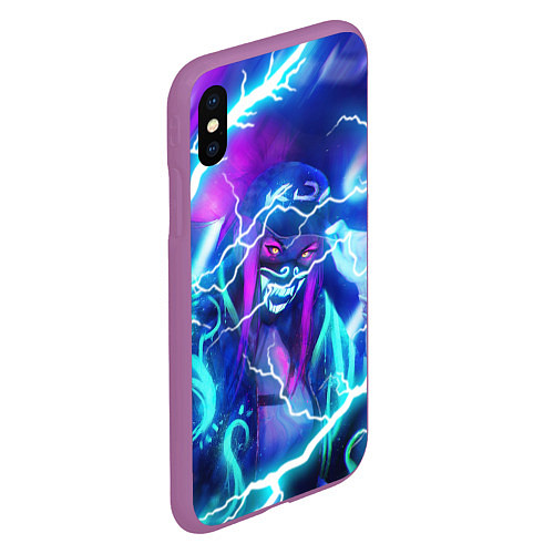 Чехол iPhone XS Max матовый KDA FLASHLIGHT NEON КДА В МАСКЕ LEAGUE OF LEGENDS / 3D-Фиолетовый – фото 2