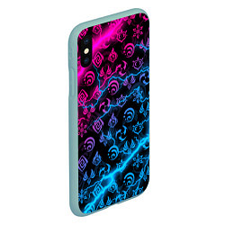 Чехол iPhone XS Max матовый НЕОНОВЫЕ МОЛНИИ, GENSHIN IMPACT NEON, цвет: 3D-мятный — фото 2