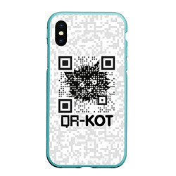 Чехол iPhone XS Max матовый QR код котик, цвет: 3D-мятный