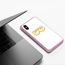 Чехол iPhone XS Max матовый OPPAI LOGO ONE-PUNCH MAN, цвет: 3D-розовый — фото 2