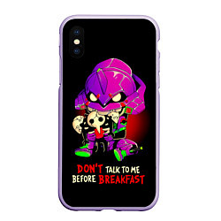 Чехол iPhone XS Max матовый DONT TALK TO ME BEFORE BREAKFAST - Evangelion, цвет: 3D-светло-сиреневый