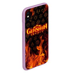 Чехол iPhone XS Max матовый GENSHIN IMPACT FIRE SYMBOL ОГНЕННАЯ СТИХИЯ, цвет: 3D-сиреневый — фото 2