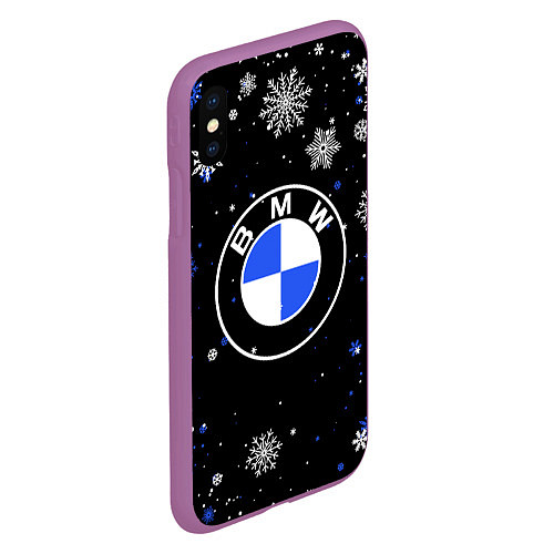 Чехол iPhone XS Max матовый НОВОГОДНИЙ БМВ НОВЫЙ ГОД BMW / 3D-Фиолетовый – фото 2