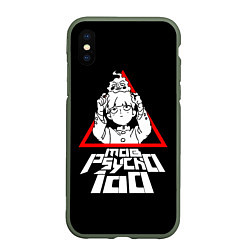 Чехол iPhone XS Max матовый Mob Psycho 100 Кагеяма и Ямочки, цвет: 3D-темно-зеленый