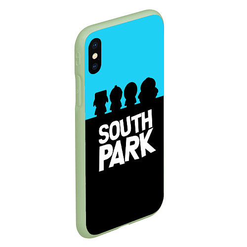 Чехол iPhone XS Max матовый Южный парк персонажи South Park / 3D-Салатовый – фото 2