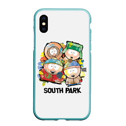 Чехол iPhone XS Max матовый South Park - Южный парк краски, цвет: 3D-мятный