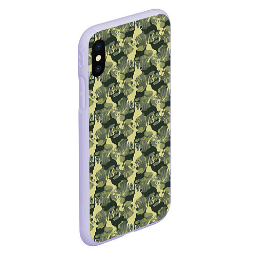 Чехол iPhone XS Max матовый Олени камуфляж / 3D-Светло-сиреневый – фото 2
