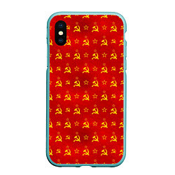 Чехол iPhone XS Max матовый Серп и Молот - СССР, цвет: 3D-мятный