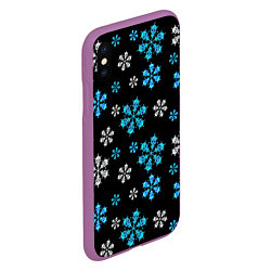 Чехол iPhone XS Max матовый Снежинки Черепа черный, цвет: 3D-фиолетовый — фото 2