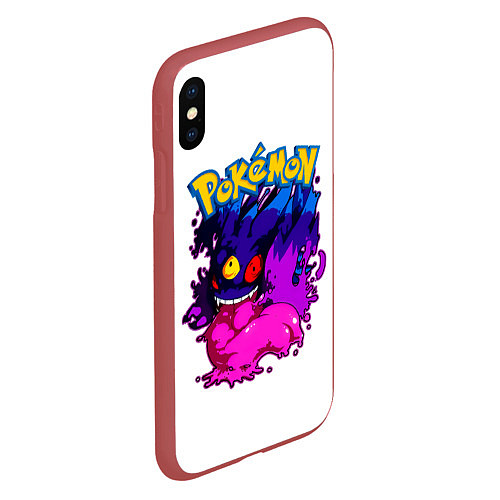 Чехол iPhone XS Max матовый Mega Gengar - Pokemon GO / 3D-Красный – фото 2