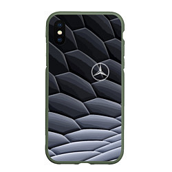 Чехол iPhone XS Max матовый Mercedes Benz pattern, цвет: 3D-темно-зеленый