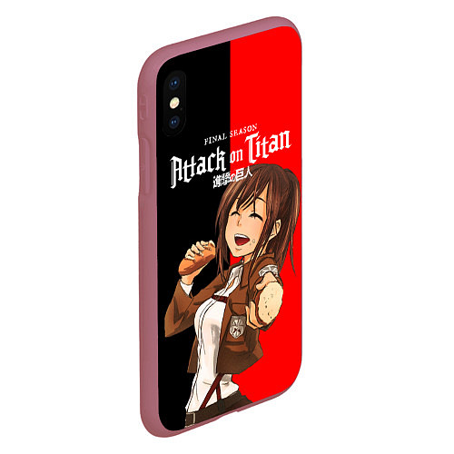 Чехол iPhone XS Max матовый Саша Attack on Titan / 3D-Малиновый – фото 2