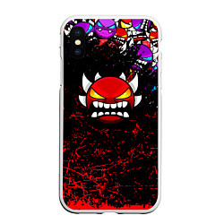 Чехол iPhone XS Max матовый Geometry Dash Demon, цвет: 3D-белый