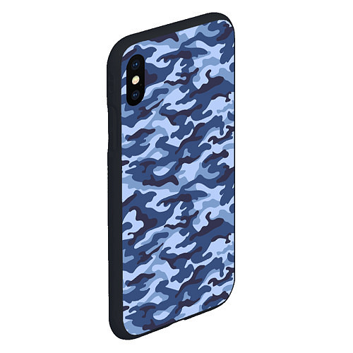 Чехол iPhone XS Max матовый Синий Камуфляж Camouflage / 3D-Черный – фото 2