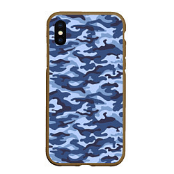 Чехол iPhone XS Max матовый Синий Камуфляж Camouflage