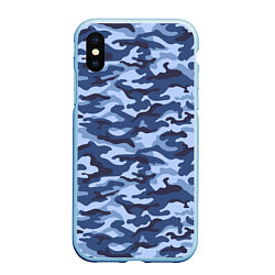 Чехол iPhone XS Max матовый Синий Камуфляж Camouflage