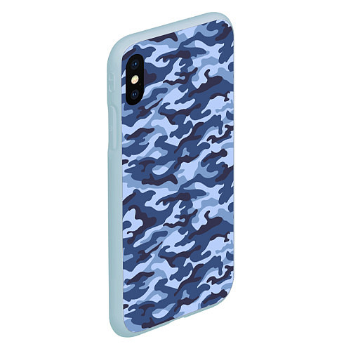 Чехол iPhone XS Max матовый Синий Камуфляж Camouflage / 3D-Голубой – фото 2