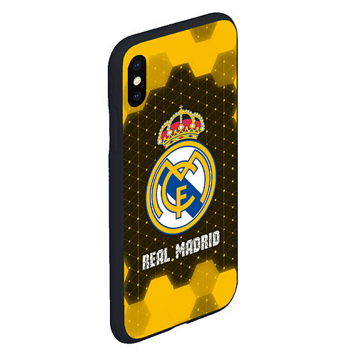 Чехол iPhone XS Max матовый РЕАЛ МАДРИД Real Madrid Графика / 3D-Черный – фото 2