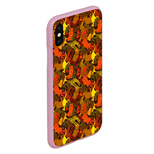 Чехол iPhone XS Max матовый Зверинец животные / 3D-Розовый – фото 2