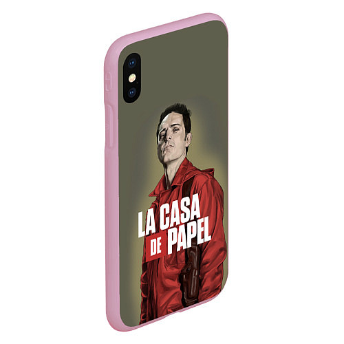 Чехол iPhone XS Max матовый БУМАЖНЫЙ ДОМ БЕРЛИН - LA CASA DE PAPEL / 3D-Розовый – фото 2