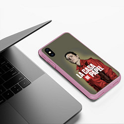 Чехол iPhone XS Max матовый БУМАЖНЫЙ ДОМ БЕРЛИН - LA CASA DE PAPEL, цвет: 3D-розовый — фото 2