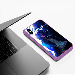 Чехол iPhone XS Max матовый Эрен Йегер под деревом пути Атака титанов, цвет: 3D-фиолетовый — фото 2