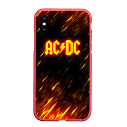 Чехол iPhone XS Max матовый ACDC Neon, цвет: 3D-красный