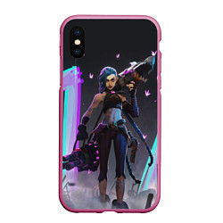 Чехол iPhone XS Max матовый ARCANE JINX League Of Legends, цвет: 3D-малиновый