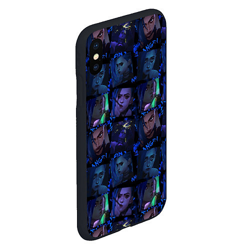 Чехол iPhone XS Max матовый LEAGUE Of LEGENDS - JINX / 3D-Черный – фото 2