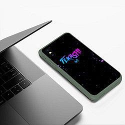 Чехол iPhone XS Max матовый 6IX9INE - Капли, цвет: 3D-темно-зеленый — фото 2