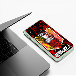 Чехол iPhone XS Max матовый Кровавый Эрен Йегер АТака Титанов, цвет: 3D-салатовый — фото 2